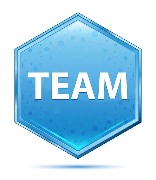 Team crystal blue hexagon button — Stock Photo, Image