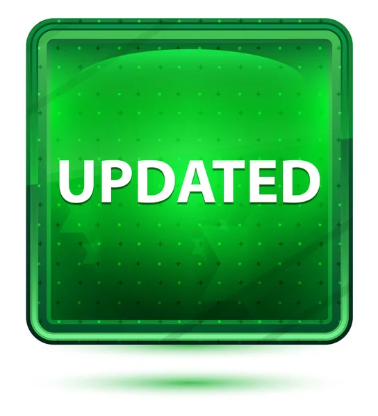 更新されたネオンライトグリーンの正方形ボタン — ストック写真