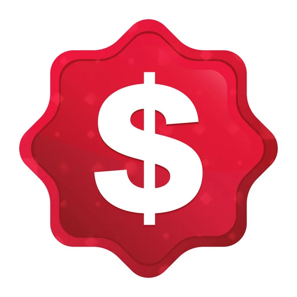 Znak dolara ikona mglisty Róża czerwony przycisk naklejki Starburst — Zdjęcie stockowe