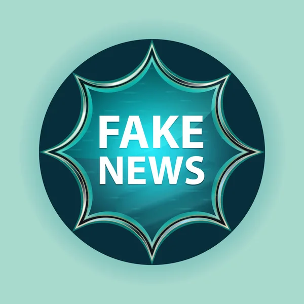 Fake News magical glassy sunburst blue button sky blue backgroun — Stock Photo, Image