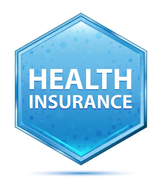 Health Insurance crystal blue hexagon button — Stock Photo, Image