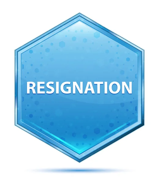 Resignation crystal blue hexagon button — Stock Photo, Image