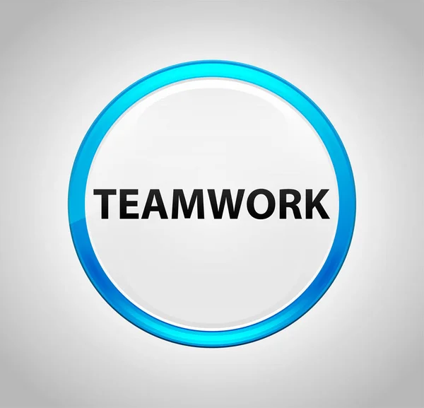 Teamwork Round blå tryckknapp — Stockfoto