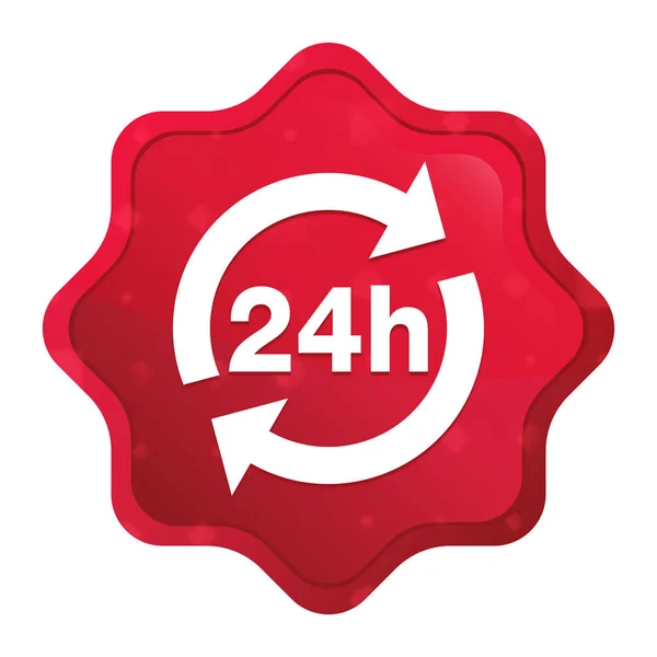 24 horas ícone de atualização misty subiu botão autocolante starburst vermelho — Fotografia de Stock