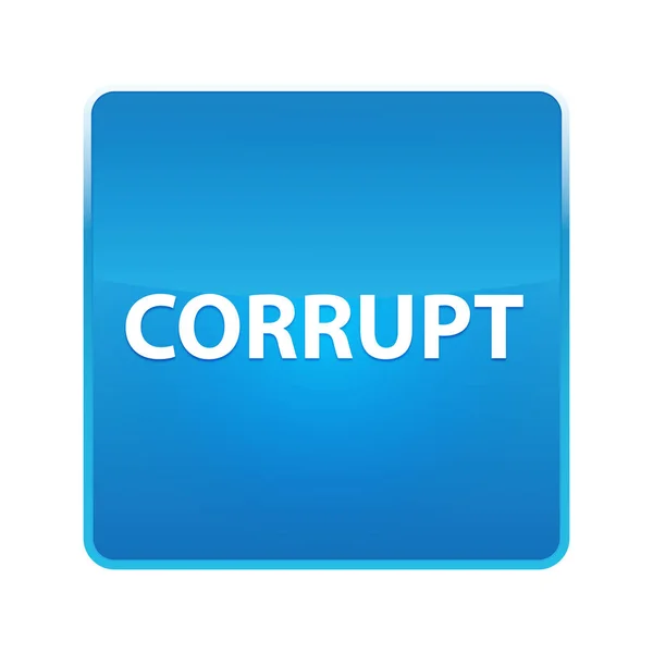 Corrupte glanzende blauwe vierkante knop — Stockfoto