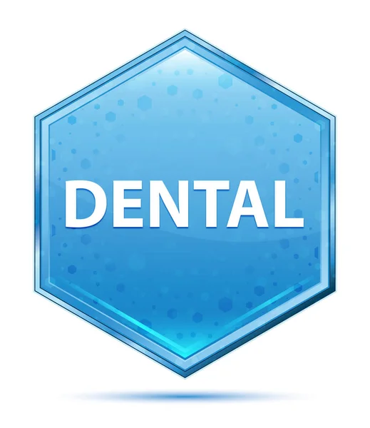 Dental cristal azul hexágono botão — Fotografia de Stock