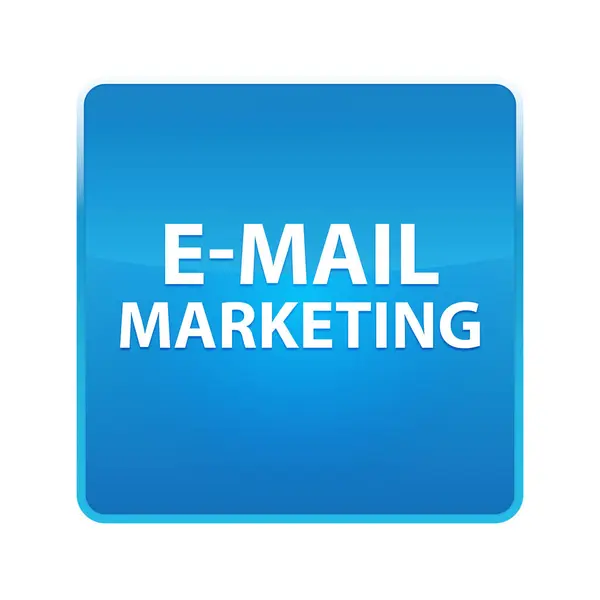电子邮件 营销闪亮的蓝色方形按钮 — 图库照片