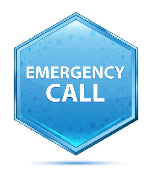 Emergency Call crystal blue hexagon button — Stock Photo, Image