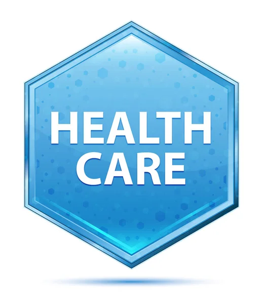 Crystal niebieski przycisk sześciokątny opieki zdrowotnej — Zdjęcie stockowe