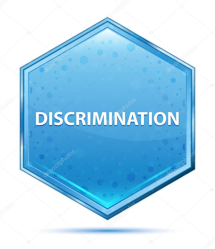 Discrimination crystal blue hexagon button