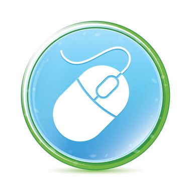 Fare simgesi doğal su cyan mavi yuvarlak düğme