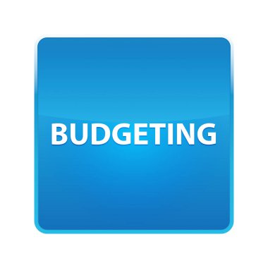 Bütçeleme parlak mavi kare düğmesi