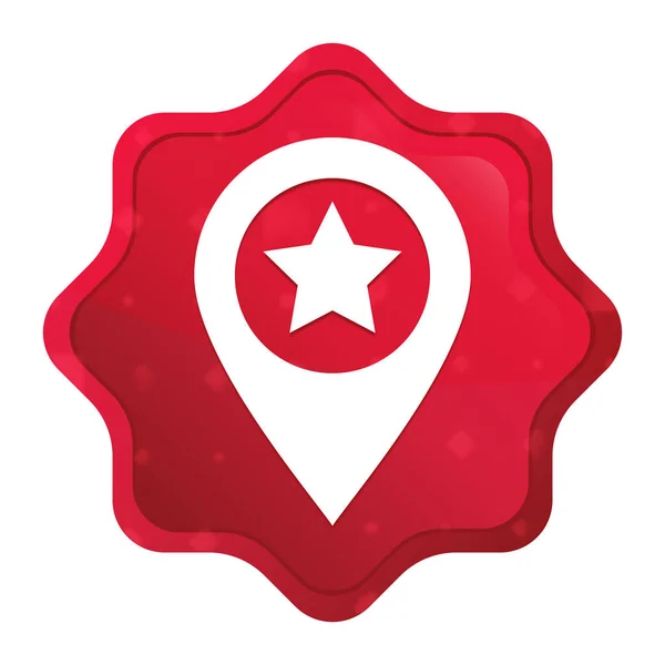 Térkép mutató csillag ikon Misty Rózsa vörös Starburst matrica gomb — Stock Fotó