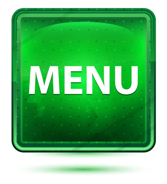 Menu Pulsante quadrato verde chiaro al neon — Foto Stock