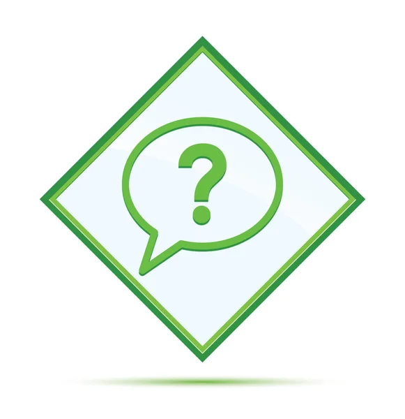 Question mark bubble icon modern abstract green diamond button — Stock Photo, Image