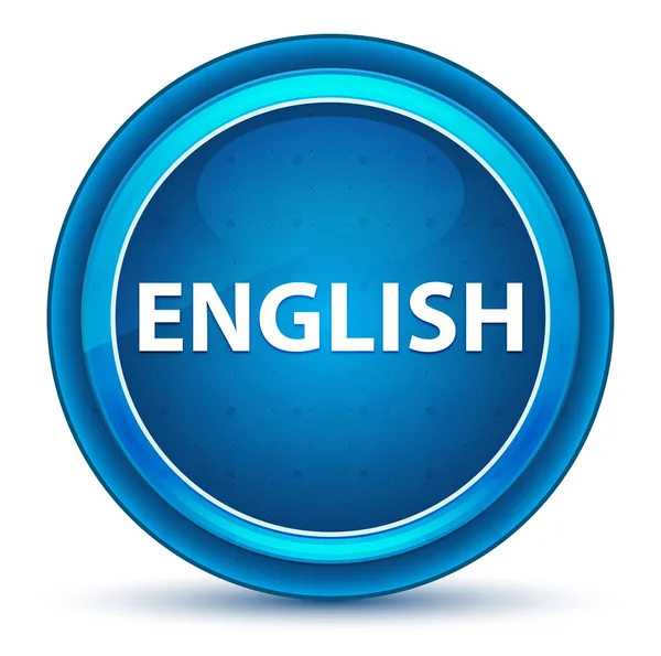 Engelsk ögongloben blå rund knapp — Stockfoto