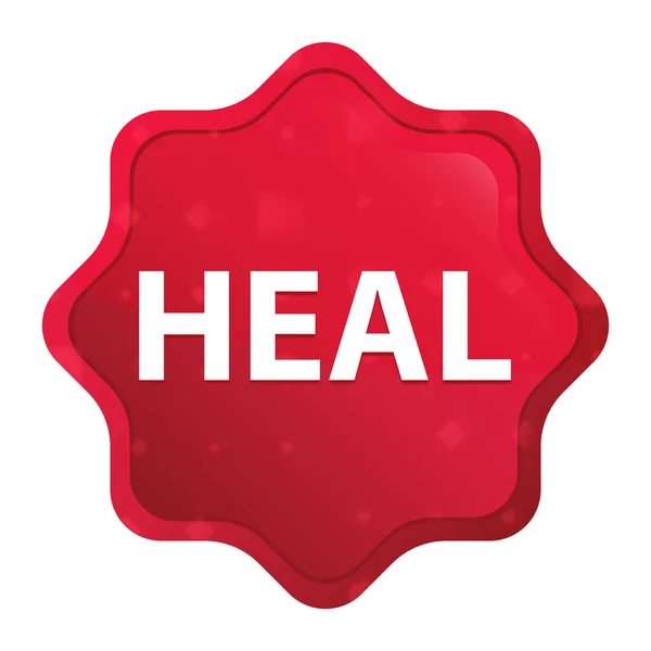 Heal misty rose red starburst sticker button — Stock Photo, Image