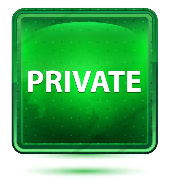 Botón cuadrado verde claro de neón privado — Foto de Stock