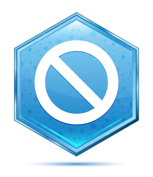 Yasaklama simgesi kristal mavi altıgen düğme — Stok fotoğraf