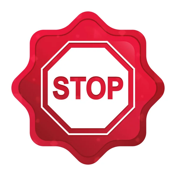 Stop icône signe brouillard rose rouge starburst autocollant bouton — Photo