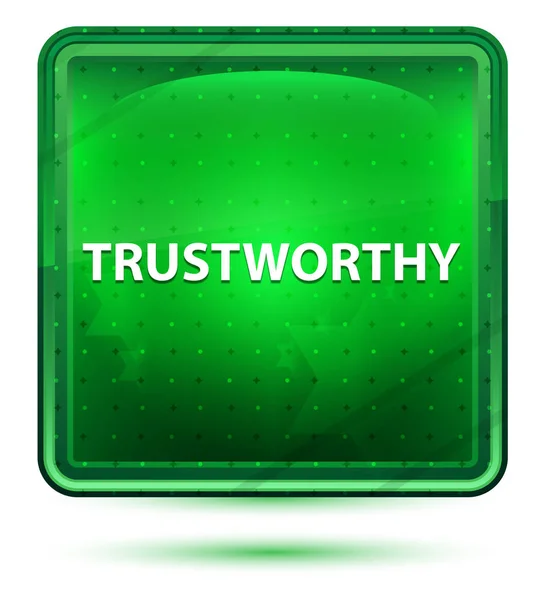 Trustworthy Neon Light Green Square Button — Stock Photo, Image
