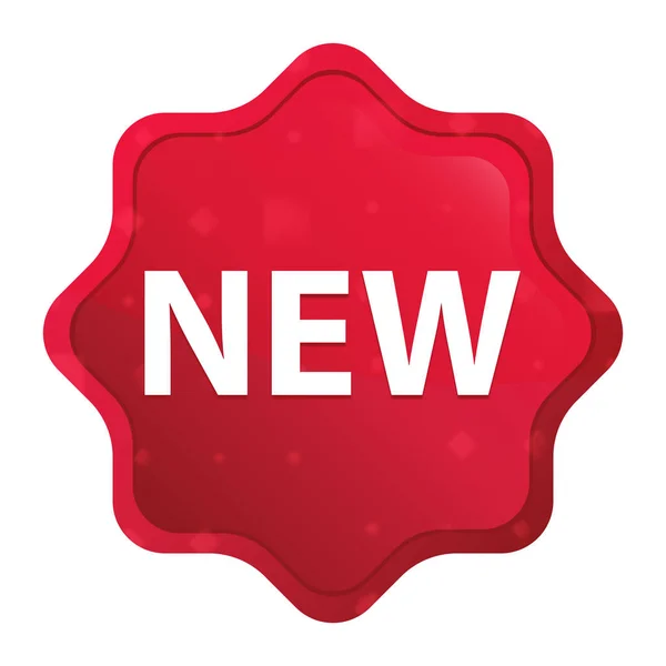 Nieuwe Misty Rose Rode Starburst sticker knop — Stockfoto