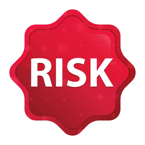 Risk misty rose red starburst sticker button — Stock Photo, Image