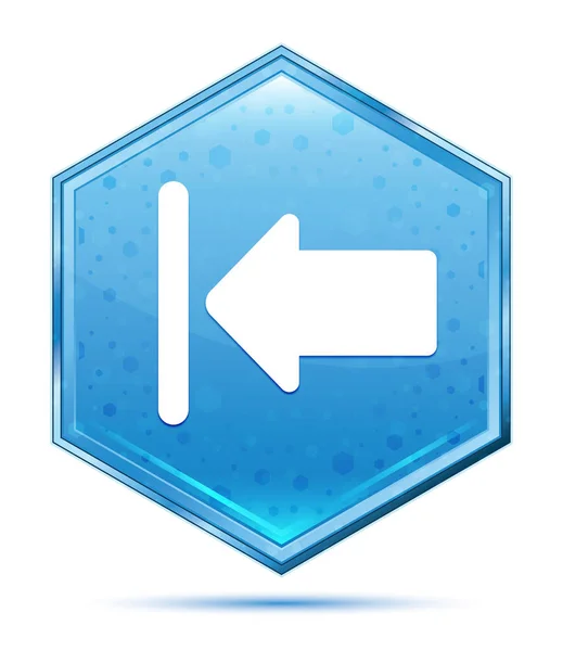 Ícone traseiro cristal botão hexágono azul — Fotografia de Stock