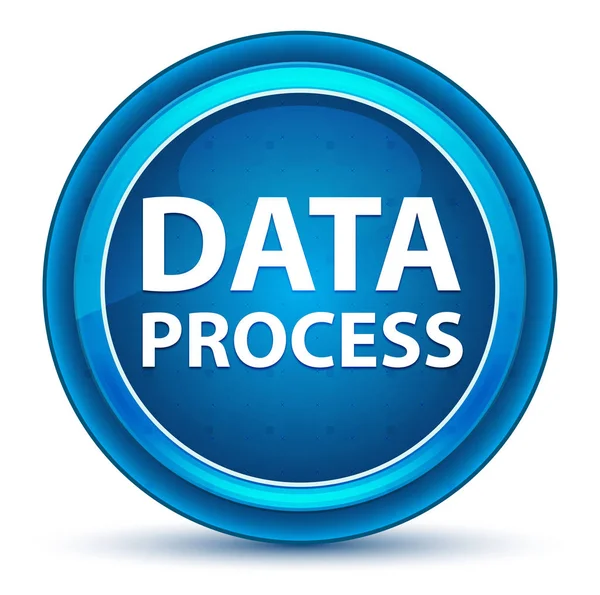 Proces przetwarzania danych Niebieski przycisk okrągły — Zdjęcie stockowe