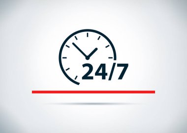 7/24 saat simgesi soyut düz arka plan tasarım illüstrasyon