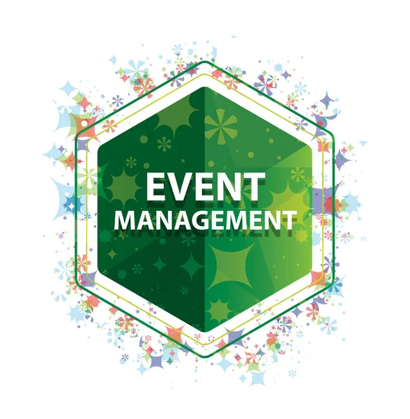 Event Management floral plants pattern green hexagon button