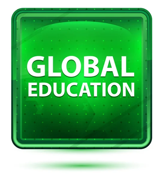 Παγκόσμια εκπαίδευση φως πράσινο ανοιχτό τετράγωνο κουμπί — Φωτογραφία Αρχείου