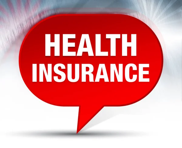Sjukförsäkring röd bubbla bakgrund — Stockfoto