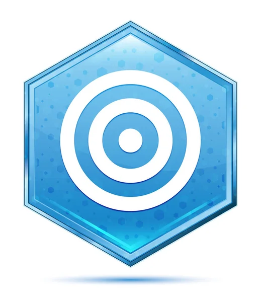 Ícone alvo cristal botão hexágono azul — Fotografia de Stock