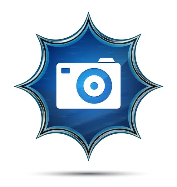 Camera pictogram magische glazig Sunburst blauwe knop — Stockfoto