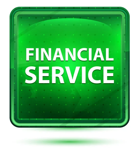 Financiële dienst neon licht groene vierkante knop — Stockfoto