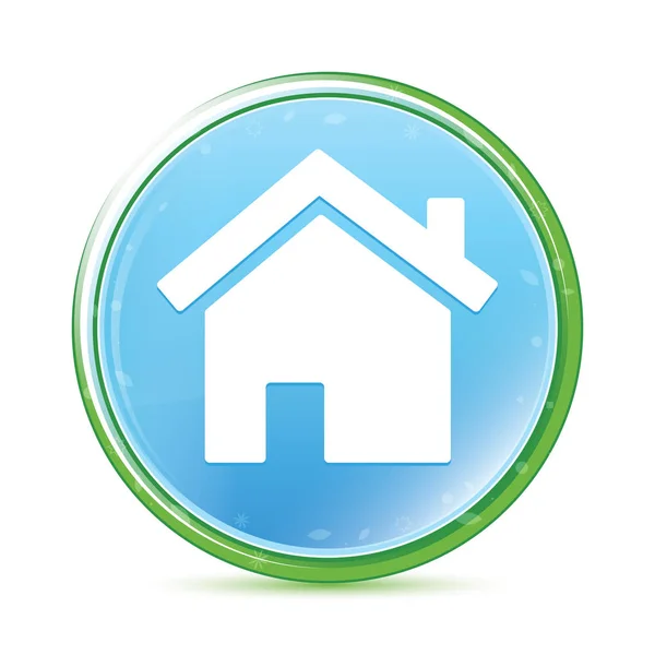 Home pictogram natuurlijke Aqua cyaan blauwe ronde knop — Stockfoto