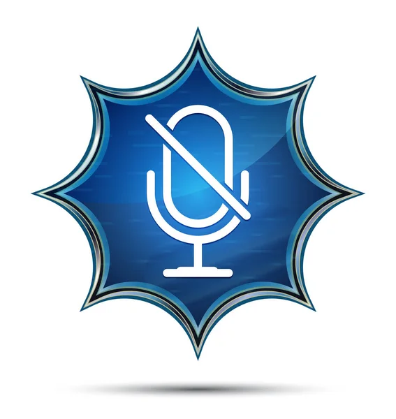 Mute microphone icon magical glassy sunburst blue button — Stock Photo, Image