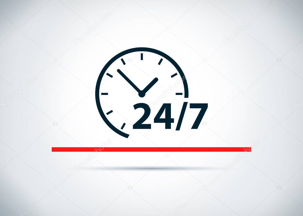 24/7 clock icon abstract flat background design illustration