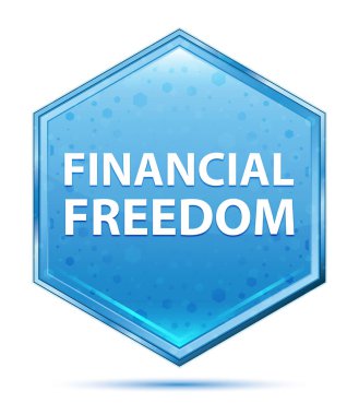Finansal Özgürlük kristal mavi altıgen düğmesi