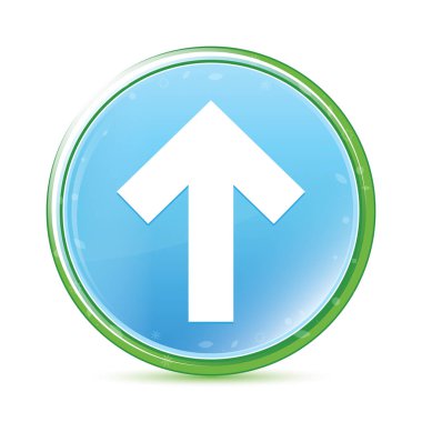 Doğal düğmesi mavi ok simge cam yuvarlak