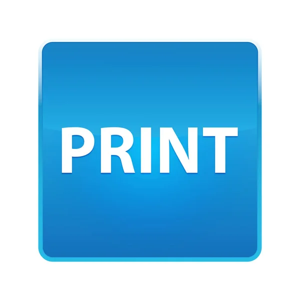 Imprimir botão quadrado azul brilhante — Fotografia de Stock