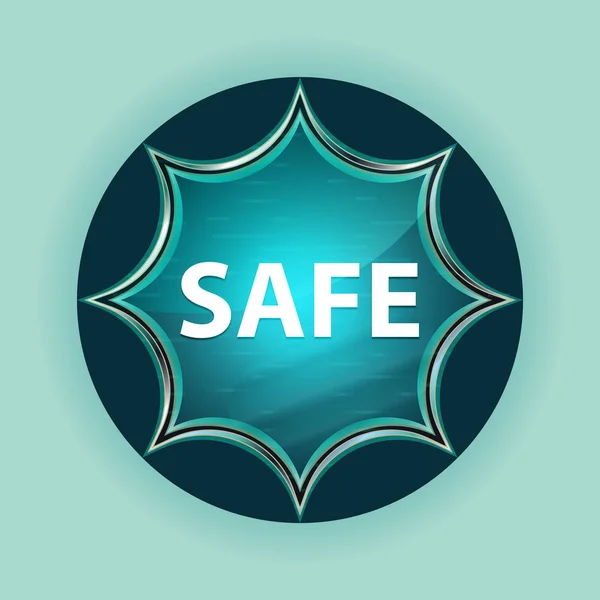 Safe magical glassy sunburst blue button sky blue background — Stock Photo, Image