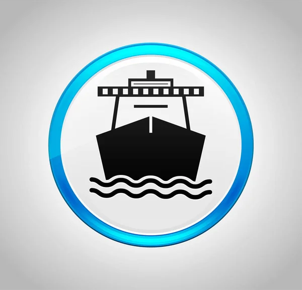 Ship icon round blue push button — Stock Photo, Image