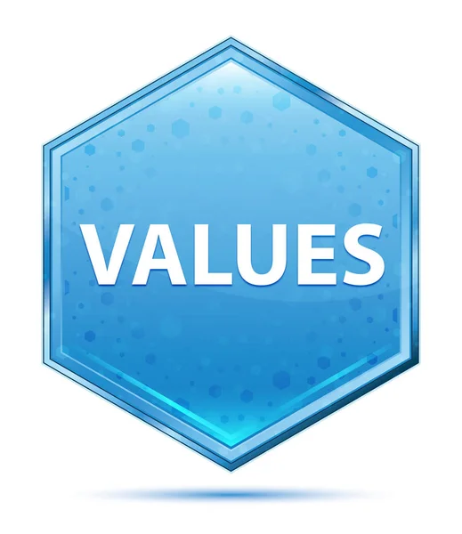 Values crystal blue hexagon button — Stock Photo, Image