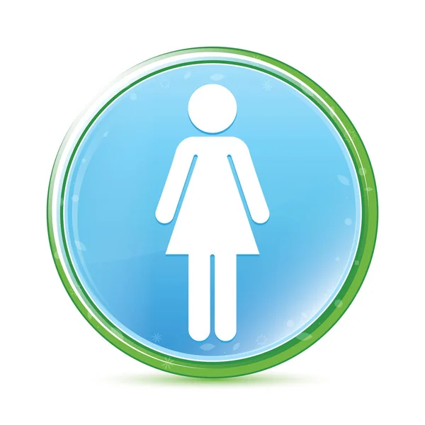 Woman icon natural aqua cyan blue round button — Stock Photo, Image