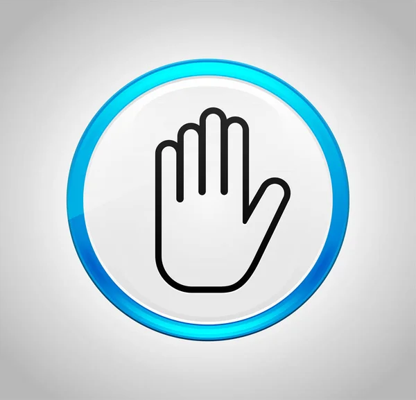 Detener icono de mano ronda pulsador azul —  Fotos de Stock