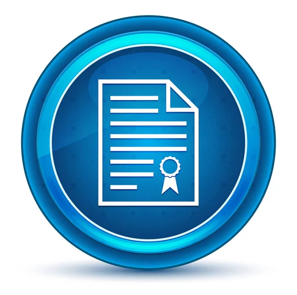 Certificado icono de papel globo ocular azul botón redondo —  Fotos de Stock