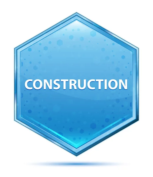 Construction crystal blue hexagon button — Stock Photo, Image