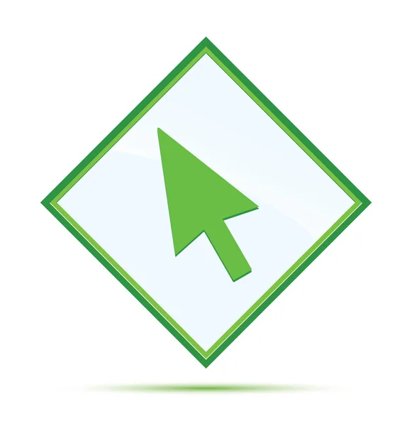 カーソルアイコン現代の抽象的な緑のダイヤモンドボタン — ストック写真